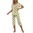 thumbnail image 4 of MINTREUS Womens Pajamas Short Sleeve Sleepwear Tops and Capri Pants Pjs Print Pajama Sets S-2XL, 4 of 7