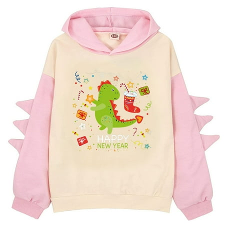 

Little Girls Dinosaur Hoodie Pullover Sweatshirt Cute Raglan Sleeve Splice Cartoon Hooded Winter Kids Casual Tops Toddler Pumpkin Hoodie Pumking Hoodie Striped Sweatershirt for Baby Girls