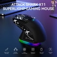 thumbnail image 2 of ATTACK SHARK X11 Mouse Inalámbrico para Juegos con Base de Carga RGB, Tri-modo 2.4G/USB-C con Cable/bluetooth, 22000 DPI, Sensor PAW3311, 5 Botones Programables, Cinta de Agarre Incluida, Negro, 2 of 8