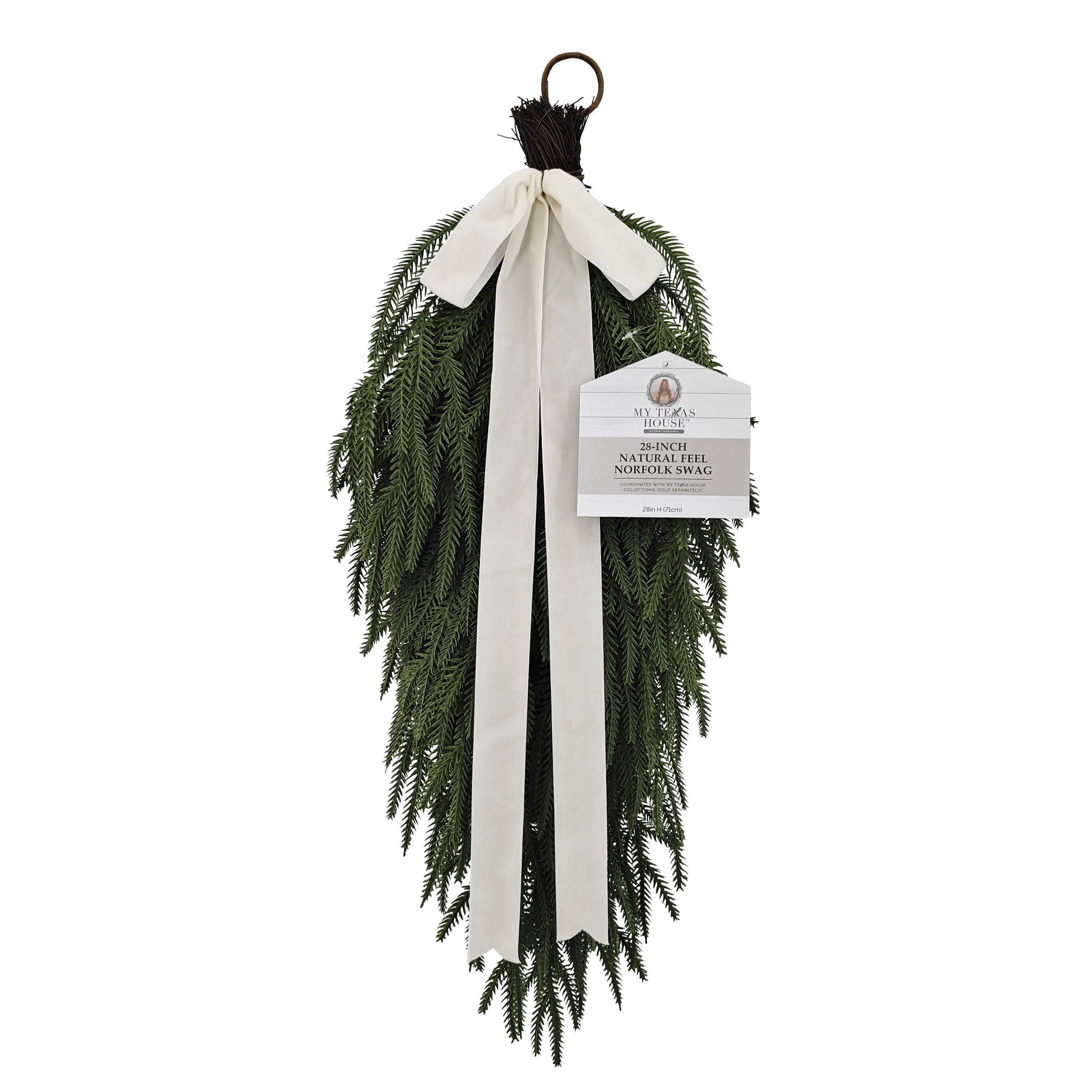 My Texas House 28-Inch Natural Feel Norfolk Christmas Swag photo 4