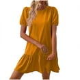 thumbnail image 6 of ZZwxWA Womens Sexy Fall Dress Women Drop Waist Short Sleeve Round Neck Puff Sleeve Ruffle Hem Dress Cocktail Party Dress, 6 of 6