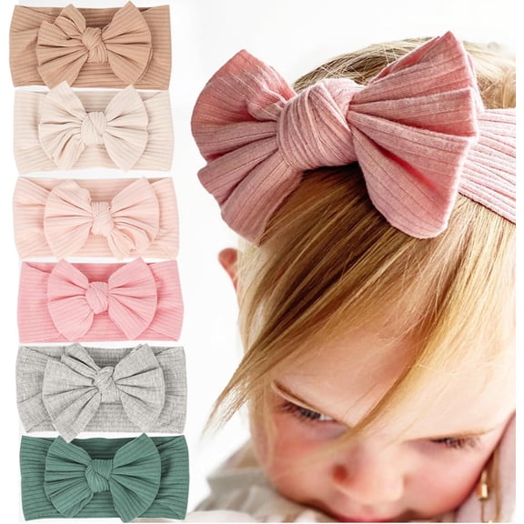 Cupimatch Baby Headbands Headdress Set: Sweet Bow Floral Baby Headband Nylon Headbands Handmade Hair Newborn Infant Toddlers Kids (6 Colorful)