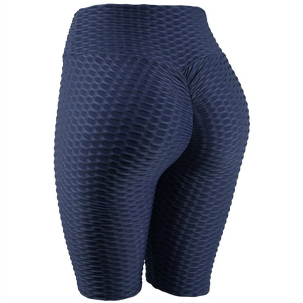Sports Shorts Women Yoga Short Pants women yoga short pants High Waist  Honeycomb Shorts, Dark Blue, XL 
