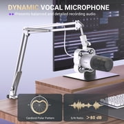 FIFINE K688 Podcast Dynamic Microphone with Boom Arm Stand, XLR USB Studio Microphone Kit for PC Computer, Gaming Mic with Clear Voice, Mute Button, Headphone Jack for Recording, K688CTW