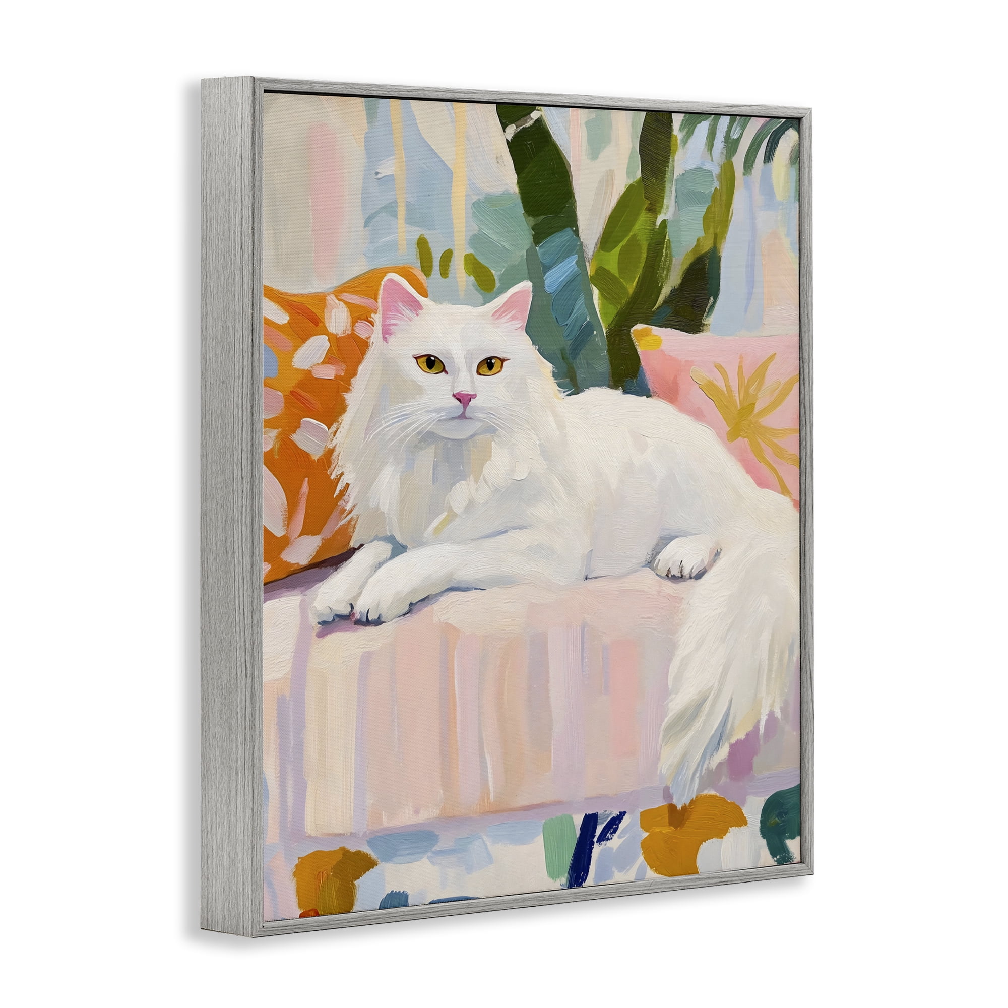 Stupell Industries Fancy Cat on Pastel Sofa Gray Framed Giclee Art, design by The Prints Vibe