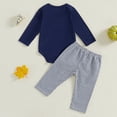 thumbnail image 5 of GYRATEDREAM Newborn Baby Boy Girl Thanksgiving Day Outfit Infant Long Sleeve Turkey Print Romper Bodysuit Top Pant Set 2Pcs Toddler Fall Winter Clothes Blue for 0-18 Months, 5 of 8