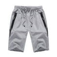 thumbnail image 4 of SWSMCLT Men's Cotton Shorts Soft Summer Mid Rise Casual Bermuda Walking Shorts Pockets Cool Drawstring Elastic Waist Light Grey X-Small, 4 of 4