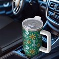 thumbnail image 6 of 40oz Tumbler with Handle and Straw, Vacuum Insulated Stainless Steel Travel Mug, Fits Car Cup Holder, Daisy Floral Print, 6 of 6