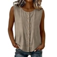 thumbnail image 3 of Linen Cotton Button Tank Top For Women Sleeveless Relaxed Fit Summer Casual Wear Versatile Lightweight Breathable Everyday Top, 3 of 8