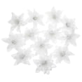 thumbnail image 5 of Gymnture 12Pcs Glitter Poinsettia Flowers for Xmas Tree and Wreath, White, 5 of 10