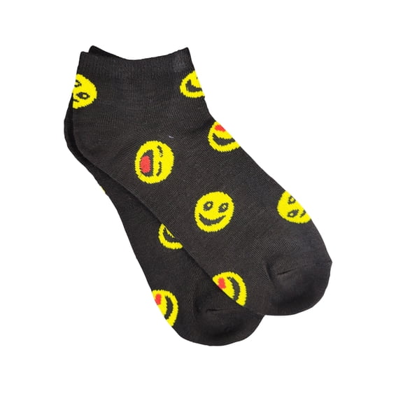 Emoji Ankle Socks (Adult Medium - Women's Shoe Sizes 5-10) Color: Black