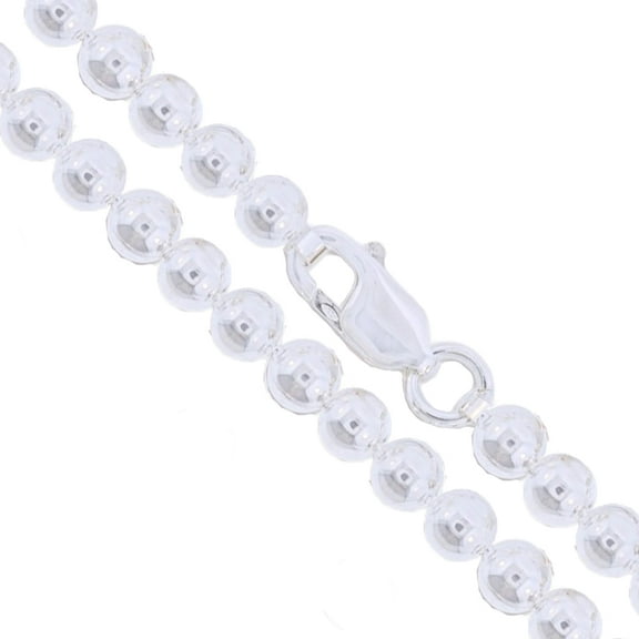 Sterling Silver Hollow Ball Bead Chain 8mm 925 Italy Large Huge Dog Tag Necklace 18" Jewelry Female
