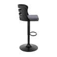 thumbnail image 2 of Khalia Adjustable Swivel Gray Faux Leather and Black Wood Bar Stool with Black Base, 2 of 11