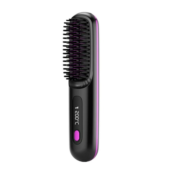 Seitruly Plancha de pelo inalámbrica con alisado compacto caliente para alisar con cepillo alisador en cualquier momento y lugar seguro Cuidado del cabello negro