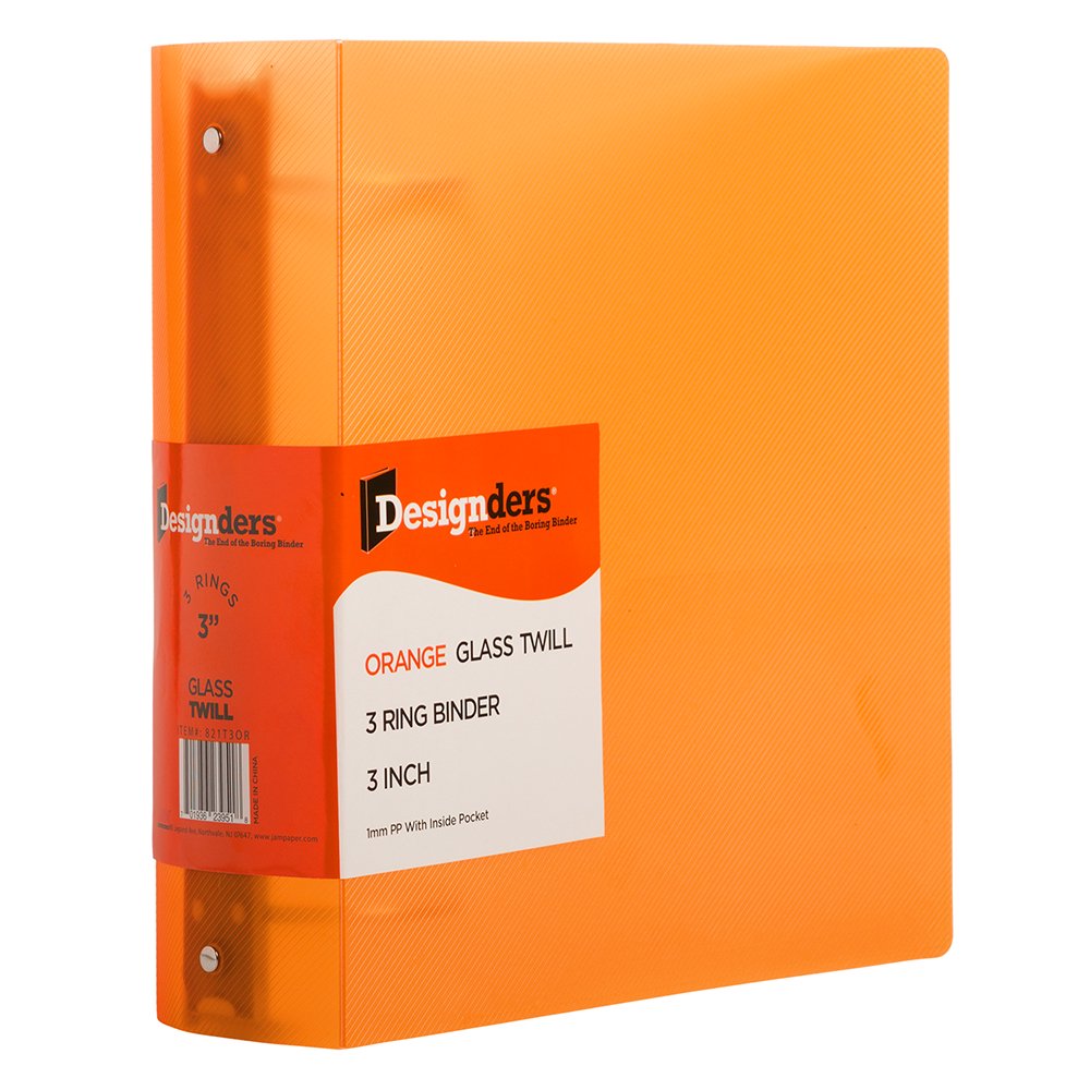 JAM Plastic 3 Ring Binder, 3 Inch, Orange, 1/Pack