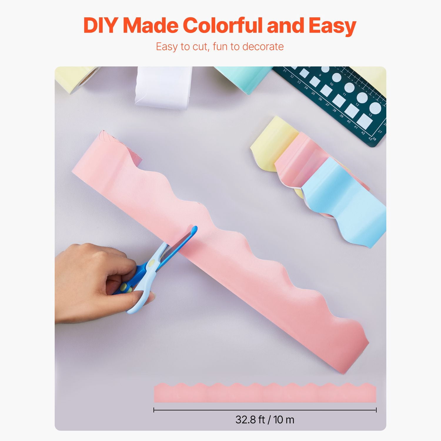 Bulletin Board Borders Waterproof Non-Stick Back, Durable Laminated Stain Resistant, Classroom Office Decorative Border Trim for School Display Board
