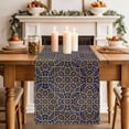 thumbnail image 2 of Table Runner - 60 Inch Long, Vintage Mediterranean Kitchen Dining Table Runner Dresser Scarves, Retro Morocco Abstract Art Brown Blue Farmhouse Decor for Coffee Tables Wedding Party Banquet, 2 of 8