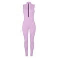 thumbnail image 5 of SRZYMJ Womens Bodycon Ribbed Jumpsuit Sleeveless Zipper Neck Skinny Long Pants One Piece Romper Outfit, 5 of 6
