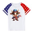 thumbnail image 2 of Haut à Manches Courtes pour la Fête de l'Indépendance pour Garçons et Filles en Bas Âge, T-Shirt Décontracté à Col Rond Imprimé, Mélange Doux de Polyester-Spandex, Tenue Quatre Saisons, Noir, Taille 110, 2 of 4