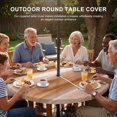 thumbnail image 2 of Round Outdoor Tablecloth with Umbrella Hole and Zipper, Brown Grey Fitted Table Cover with Elastic Edge for 31-35 Inch, Abstract Art Oil Painting Blue Ombre Waterproof Patio Tablecoths for Picnic, 2 of 9