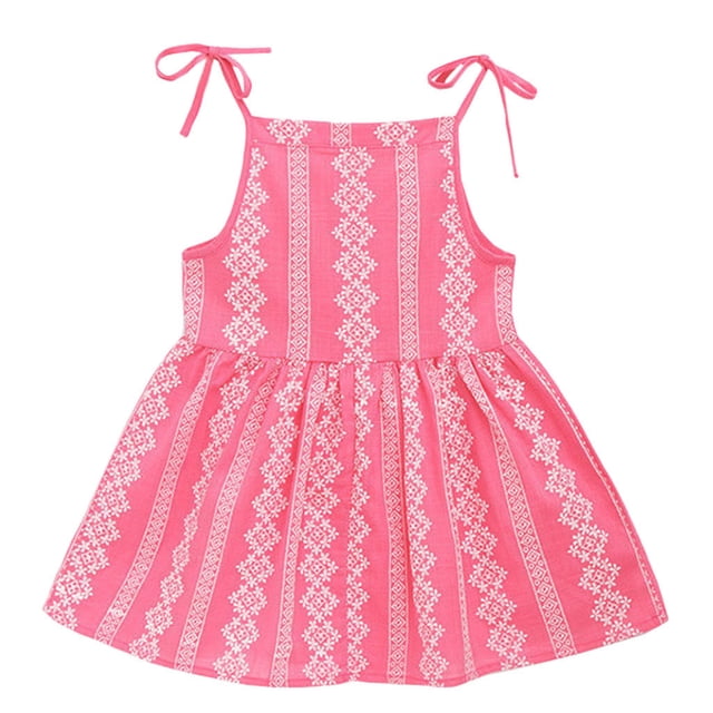 Robe de Fête Princesse à Fleurs Unies Rayée pour Fille Tout-Petit Robe d'Été