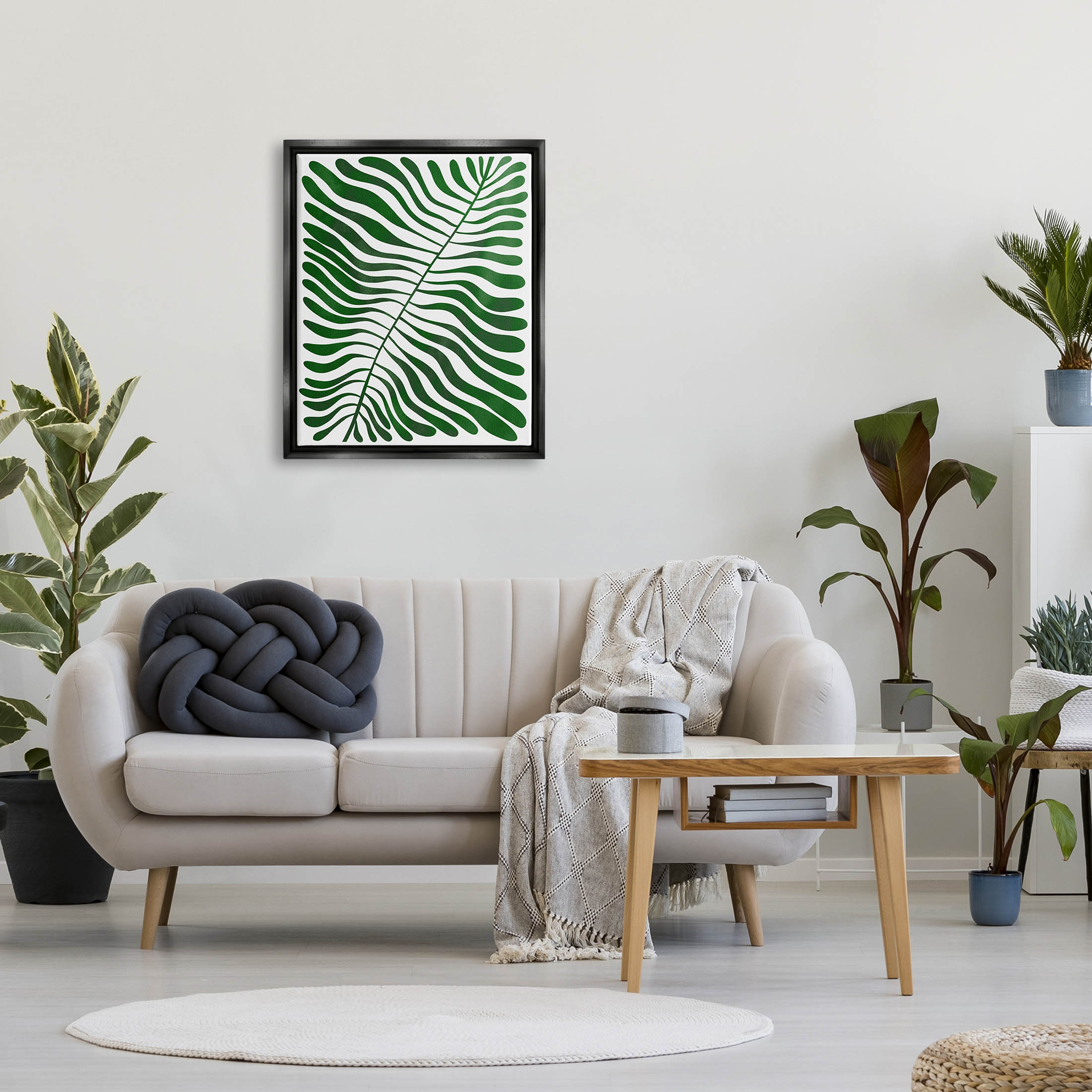 Abstract Fern Botanical Leaf Botanical & Floral Graphic Art Jet Black Framed Art Print Wall Art