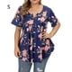 thumbnail image 1 of Camisa de mujer Camiseta de manga corta con estampado floral Blusa con cuello en V, Azul, S kenally AP002466-17, 1 of 4