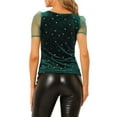thumbnail image 3 of MODA NOVA Junior's Square Neck Glitter Star Pattern Velvet Top, 3 of 5