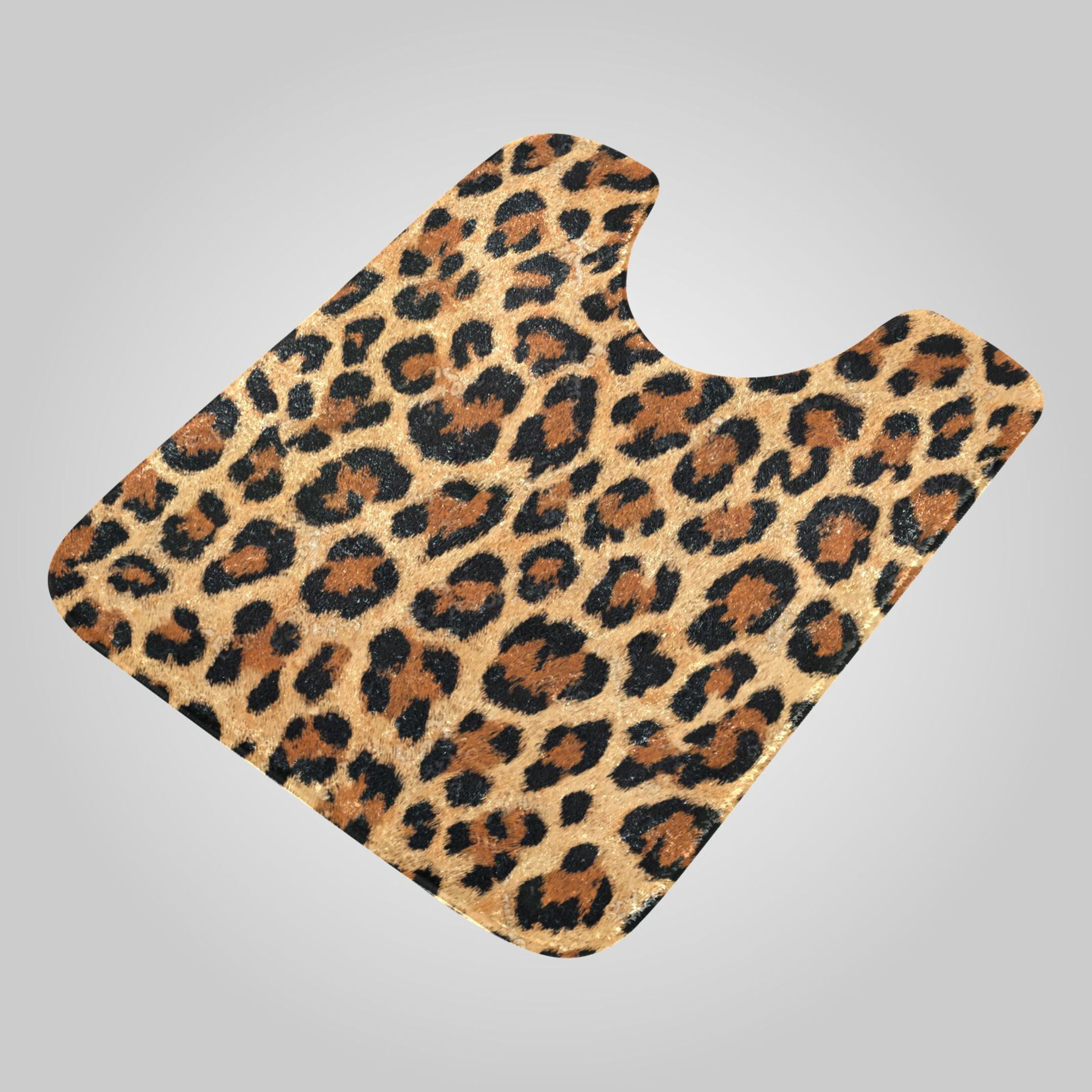 RMDQTR 2PCs Bathroom Rugs Set Plush Toilet Base Mat 16" × 24" Bath Mat and 20" × 24" U Shape Soft Rugs Non Slip Absorbent Wild Amber Cheetah