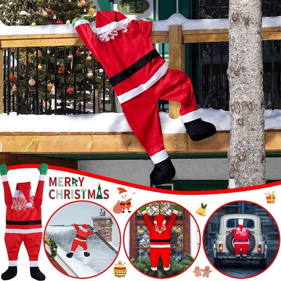 Luxtrada Christmas Hanging Santa Claus Decoration Yard Climbing Xmas Party Indoor Outdoor (67inch)