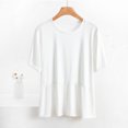 thumbnail image 2 of cfhntfmh Womens Pajamas Tops Loose Crewneck Dressy Tunic Pleated Solid Color Short Sleeve Comfy Sleep T-Shirts, 2 of 5