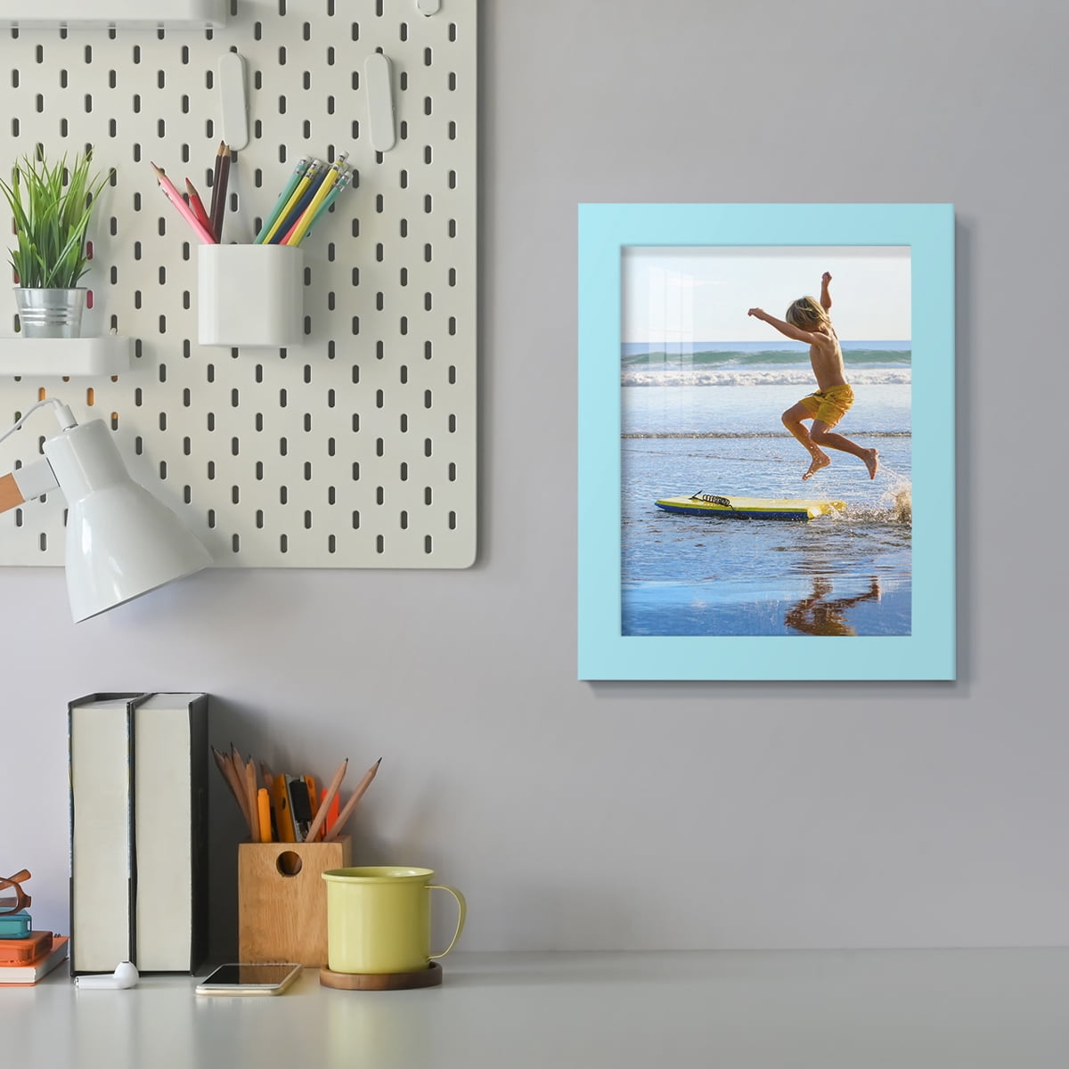 Modern Real Wood 6x8 inch Picture Frame in Blue