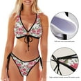 thumbnail image 3 of Dreamtimes Exotic Flowers Bikinis Swimsuit Set for Women Swimwear Triangle Bathing Suit Tie String Thong, X-Small, 3 of 7