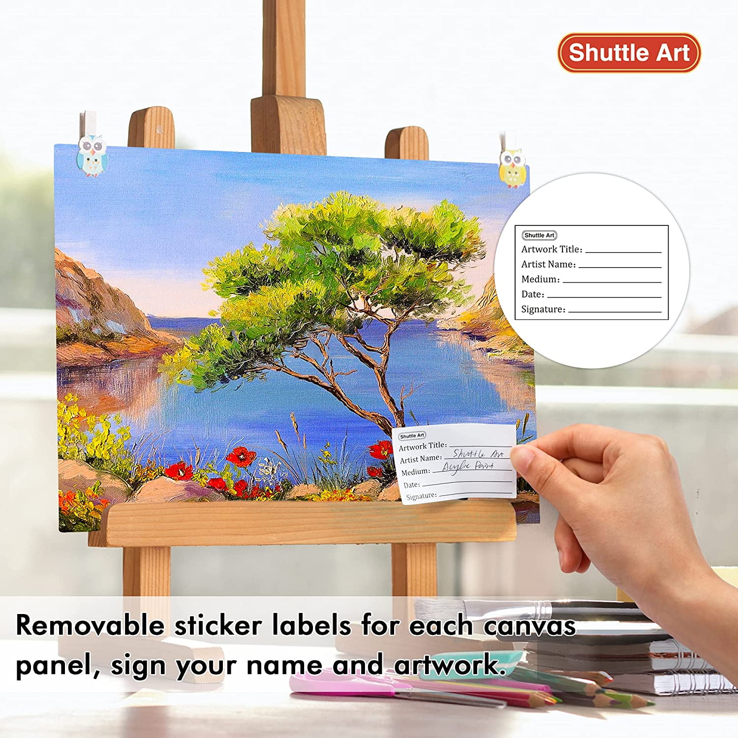 50 Pack Canvas Painting Kit, Shuttle Art Painting Supplies with 28 Multi Sizes Canvas Boards for Painting and 22 Tools including Paint Brushes, Palette, Painting Knives