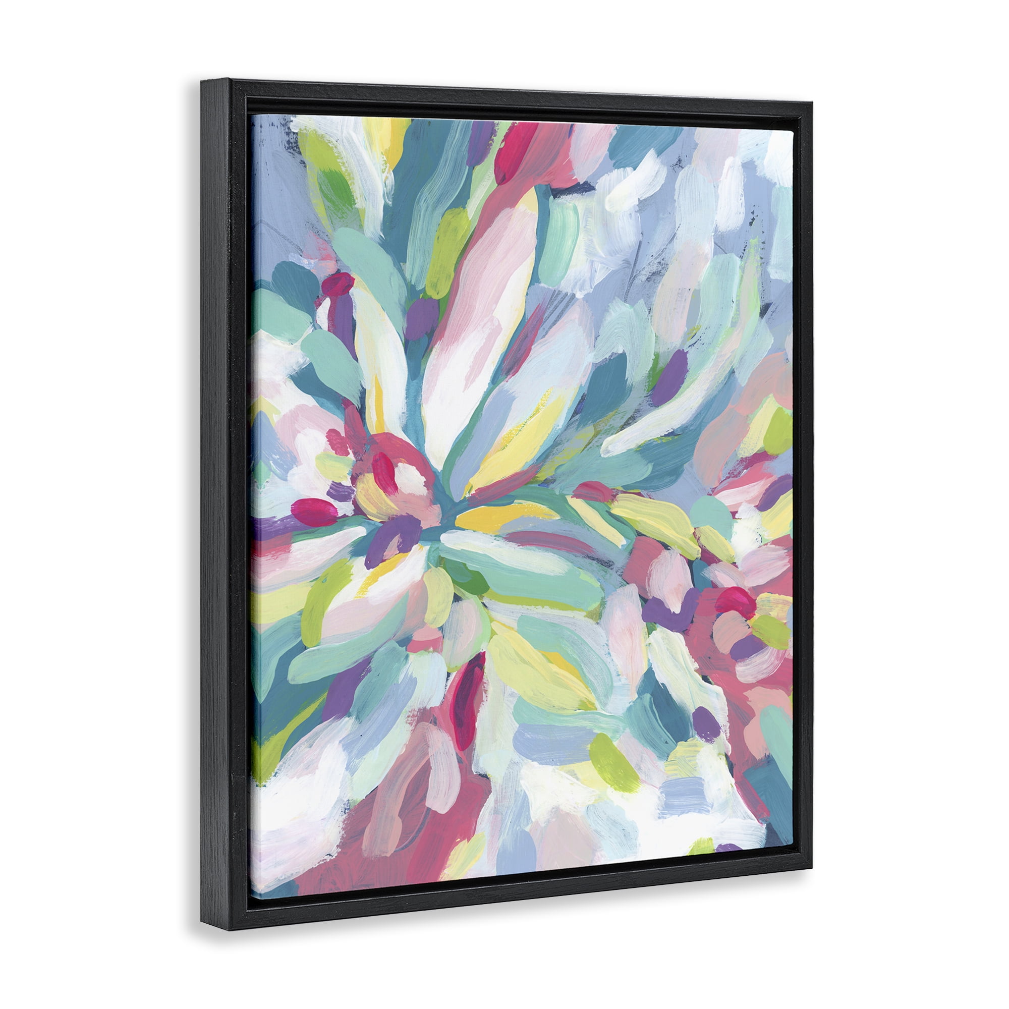 Stupell Industries Centric Paint Strokes Abstract Painting Black Floater Framed Canvas Art Print Wall Art, 17 x 21