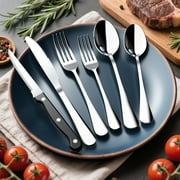 TINANA Silverware Sets, 24 PCS Flatware Set for 4, Premium Stainless Steel Cutlery Utensil Set with Steak Knives Mirror Polished Forks and Spoons, Dishwasher Safe