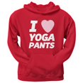 thumbnail image 1 of I Love Yoga Pants Candy Heart Red Adult Pullover Hoodie, 1 of 1