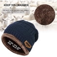 thumbnail image 2 of Morttic Men's Soft Stretch Knit Lined Thick Warm Ski Cap Women Winter Wool Slouchy Beanies Hat,Navy Blue, 2 of 7