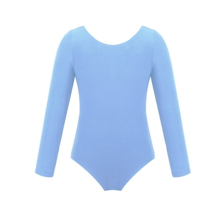 inlzdz Kids Girls Long Sleeve One Piece Gymnastic Leotard Ballet Dance Unitard Athletic Bodysuit Blue 12