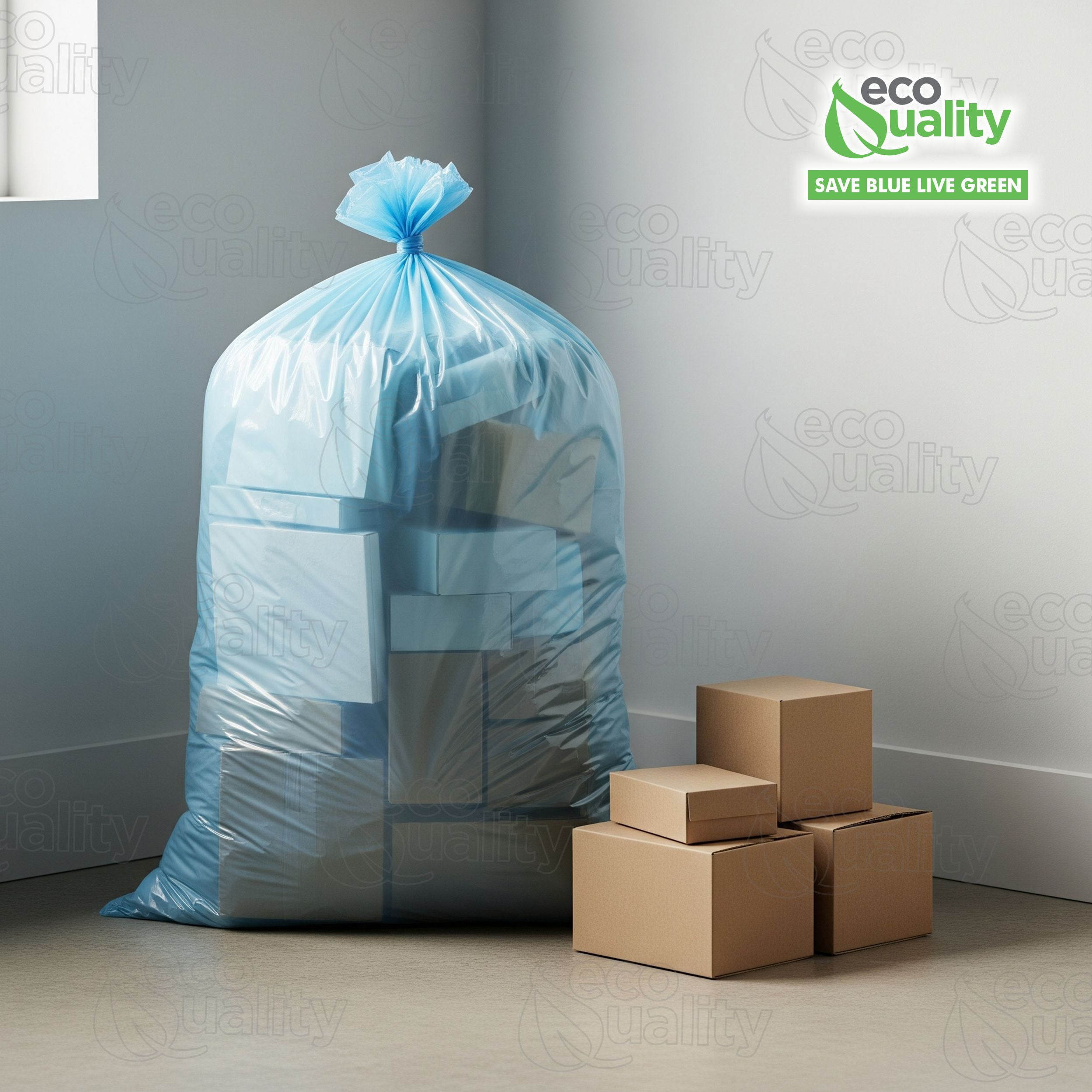 [30 PACK] 46 Gallon Heavy Duty Large Blue Recycling Trash Bags - Blue Yard Trash Bags, Great for Aluminum, Glass bottles and Landscaping Bag, Recycling Garbage Bags, 2 Mil