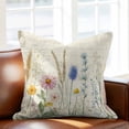 thumbnail image 3 of Spring Floral Pillow Covers 18x18 Inch, Summer Farmhouse Vintage Botanical Linen Pillowcase with Invisible Zipper, Decorative Throw Pillow Covers Cushion Case for Couch Sofa Bed Living Room, 3 of 9