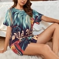 thumbnail image 4 of Pofeuu Western Style Bald Eagle Print Women's Pajama Set Short/Shorts Soft Button PJs Elastic Drawstring Waist Sleepwear-Large, 4 of 6