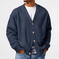 thumbnail image 2 of Resicozy Mens Cardigan Sweater Waffle Knit Long Sleeve Cardigan Open Front Lightweight Casual Button Down Cardigan Navy XL, 2 of 5