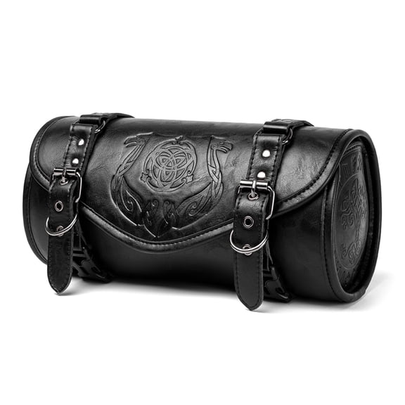 Motorcycle Punk Handlebar Storage Bag Multiple Pocket Organizers Secure Mounting Straps Ergonomic Design