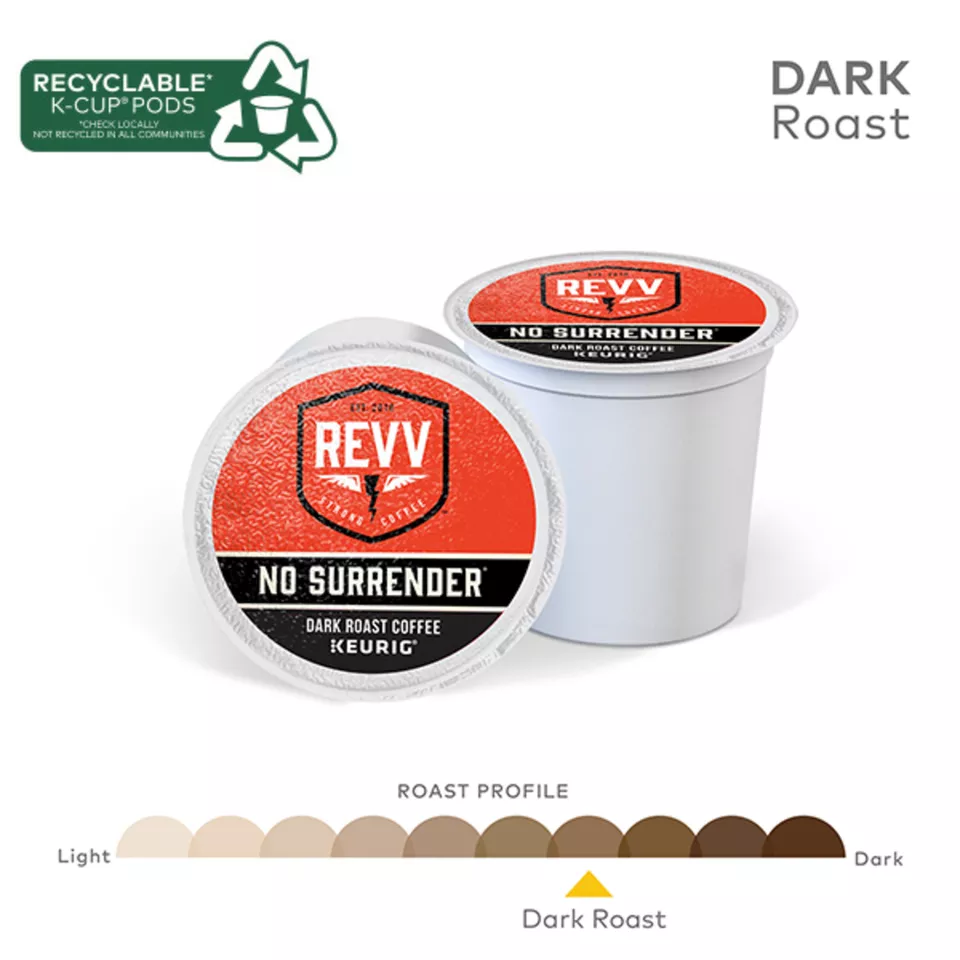 Revv No Surrender K Cup Pods Coffee, Dark Roast, 48 Count
