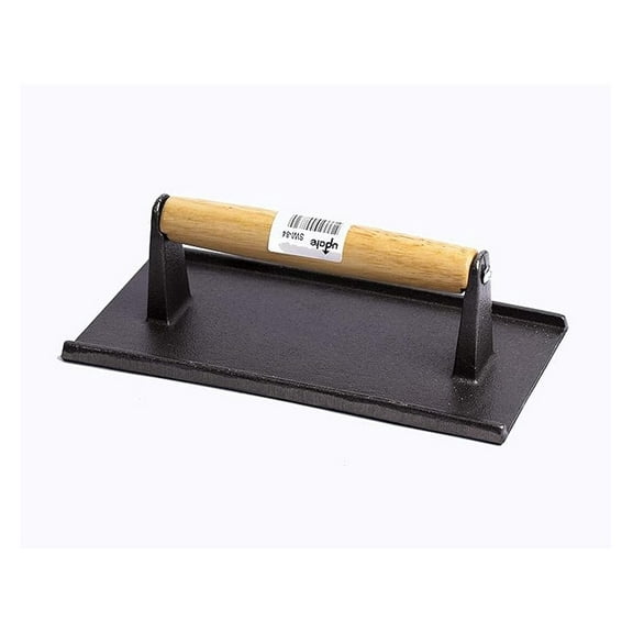 8" BBQ Grill Press – Heavy Duty Cast Iron Steak Weight for Grilling – Hamburger, Bacon & Sausage – Grill Tool for Even Cooking & Flat Results