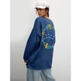 thumbnail image 4 of Sudadera Holgada de Larga con Bordado Gráfico Estilo Y2K para Mujer. Azul M, 4 of 7