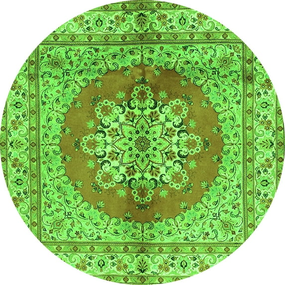 Ahgly Company Indoor Round Persian Green Traditional Area Rugs, 5' Round