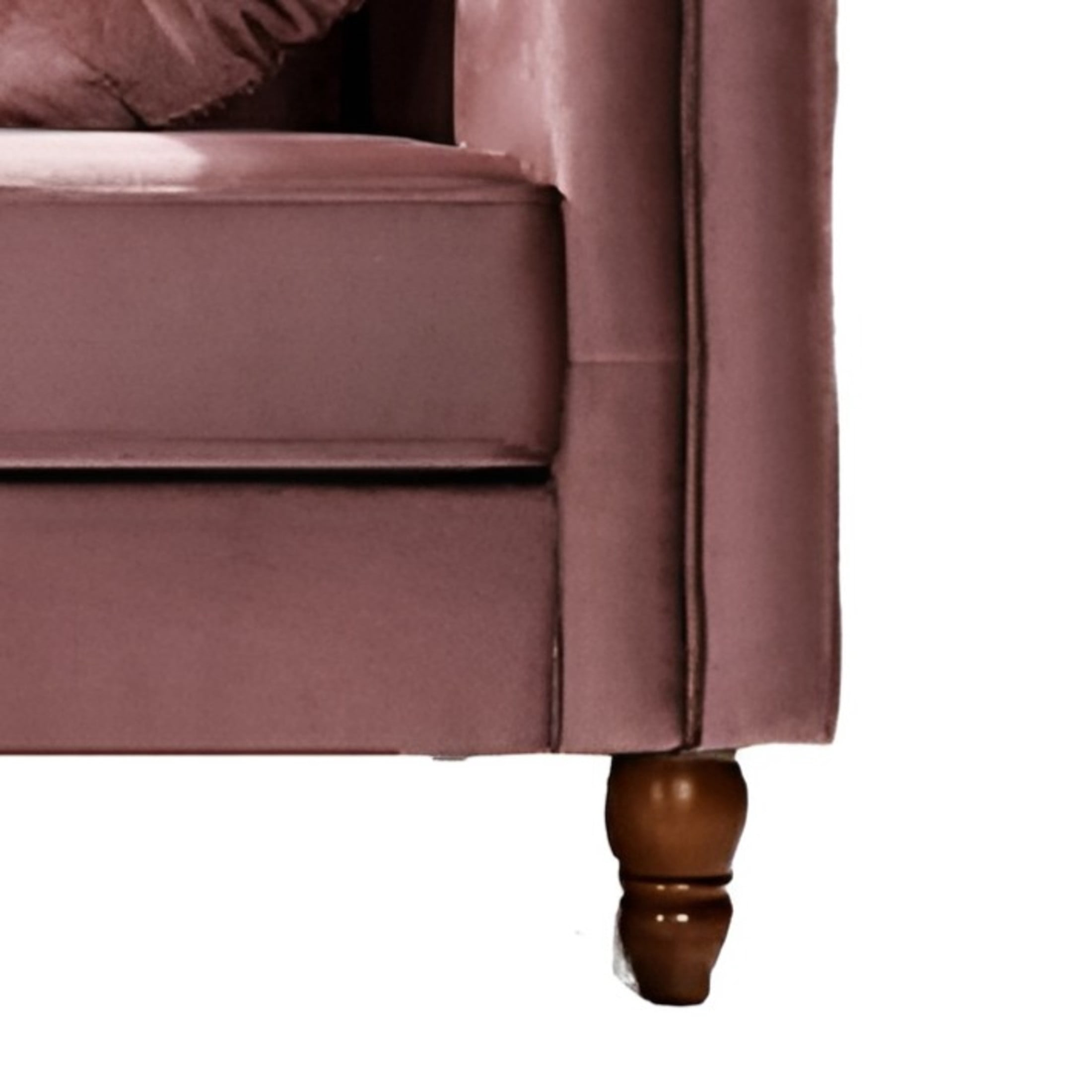 GDF Studio 80.7" Chesterfield Tufted Sofa with Square Arms, Crushed Velvet Upholstery, Rose