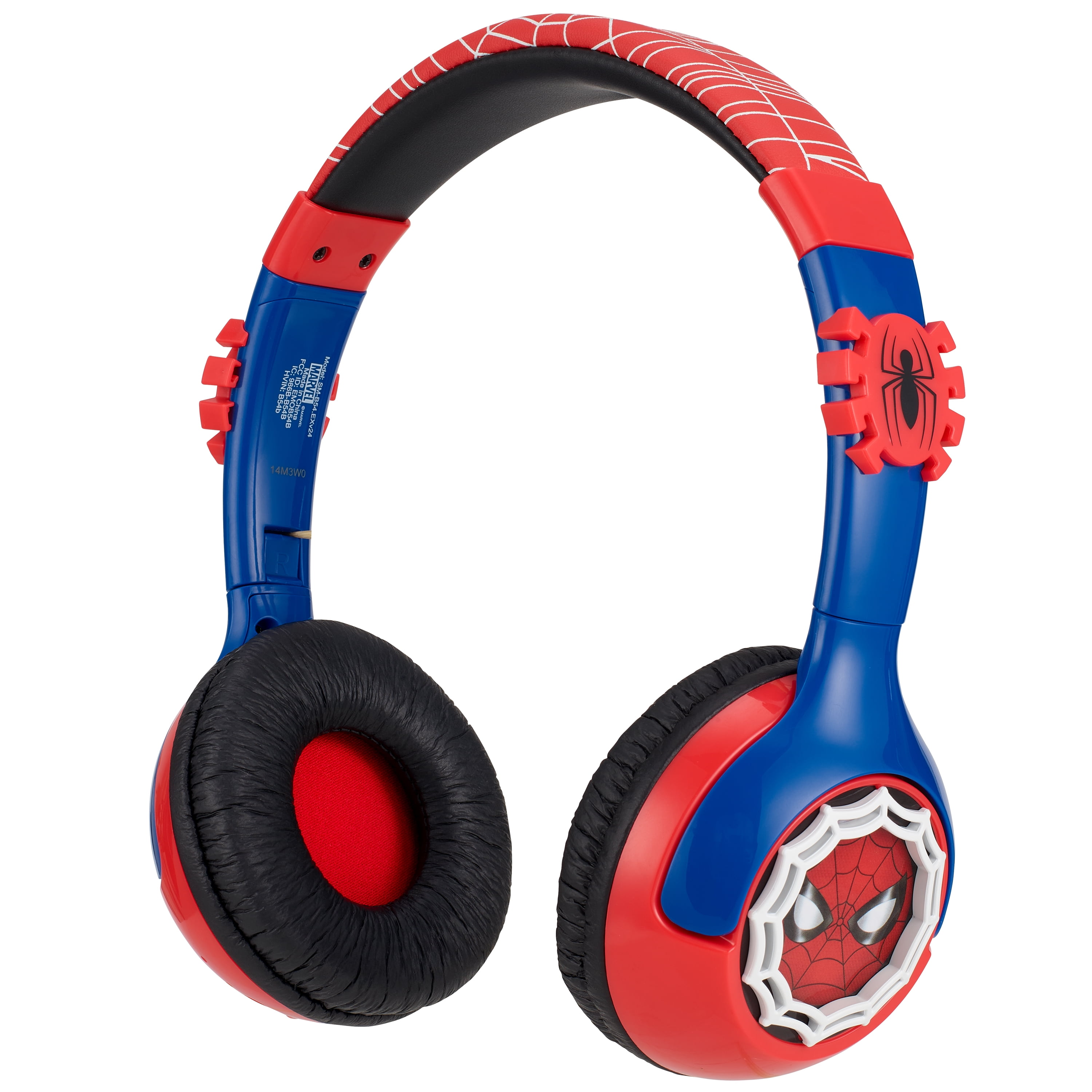 Ekids, Spider-Man, Bluetooth Over Ear Headphones with Cord, Red and Blue, Children Ages 6 and up